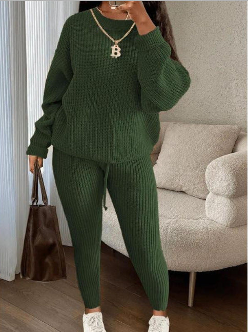 Riley | Ribbed Knit Lounge Set, Pullover and Drawstring Pants