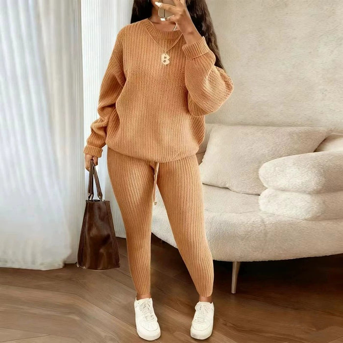 Riley | Ribbed Knit Lounge Set, Pullover and Drawstring Pants