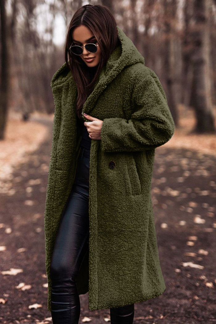Peyton | Extra Long Hooded Teddy Coat in Soft Plush