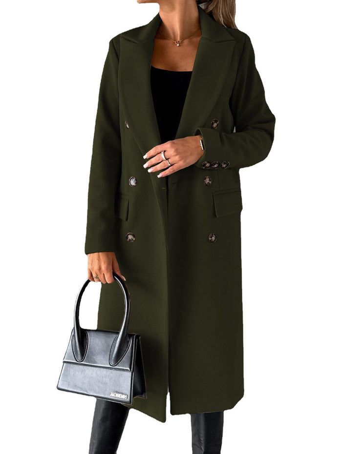 Kinsley | Long Double-Breasted Lapel Coat with Slim Fit