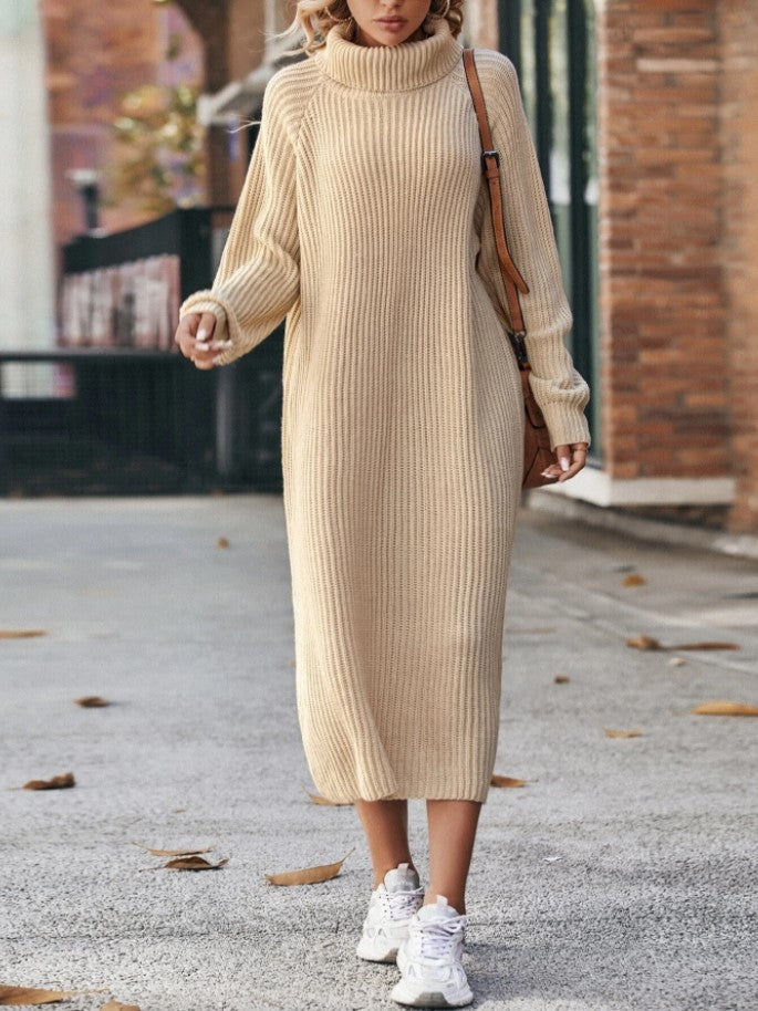 Brooke | Turtleneck Ribbed Knit Maxi Sweater Dress