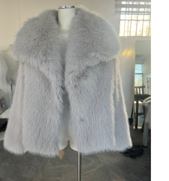 Riley | Cropped Fluffy Faux Fur Jacket with Wide Lapels