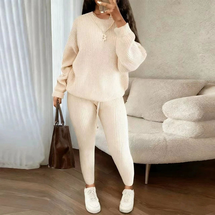 Riley | Ribbed Knit Lounge Set, Pullover and Drawstring Pants